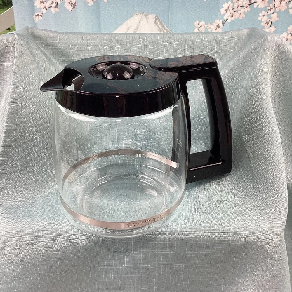 Cuisinart 12 Cup Replacement Glass Carafe Black Handle Lid Clear Coffee Pot